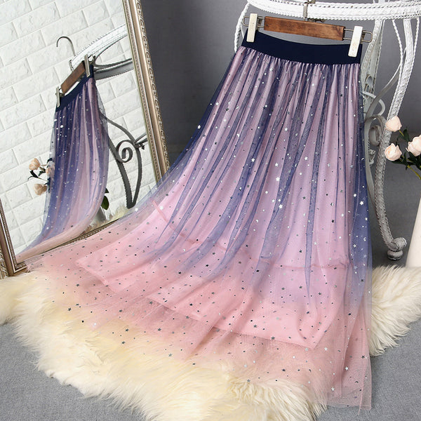 Gradient Net Yarn Skirt AD210107
