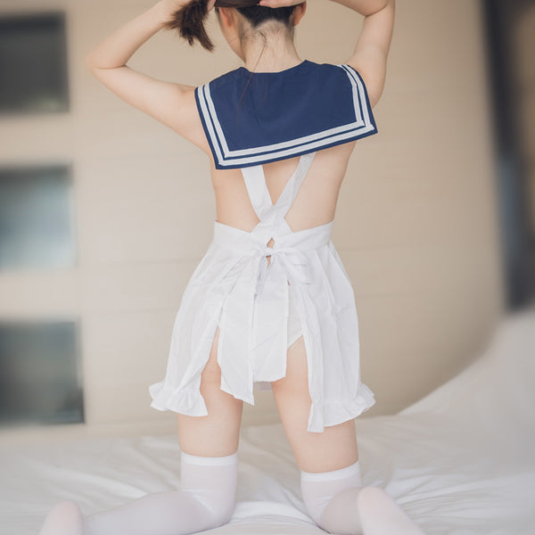 Navy Bow Backless Maid Sleepwear AD10882