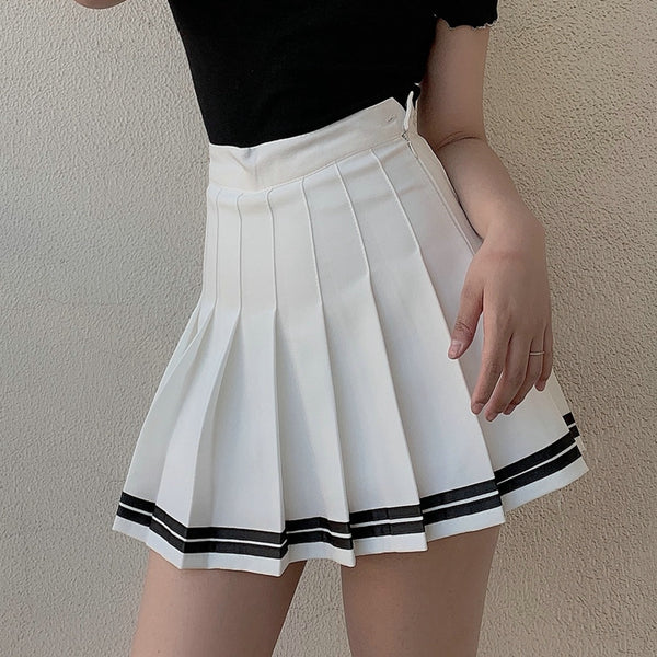 Summer Double Striped Pleated Skirt AD11712