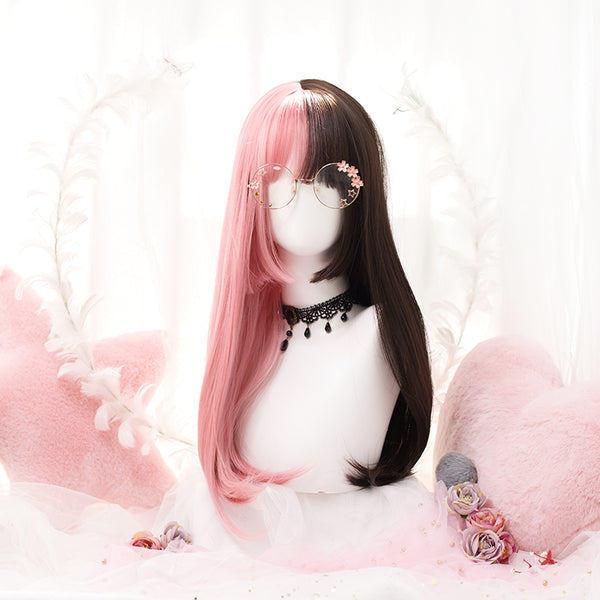 Lolita Half Black Half Pink Wig AD10915