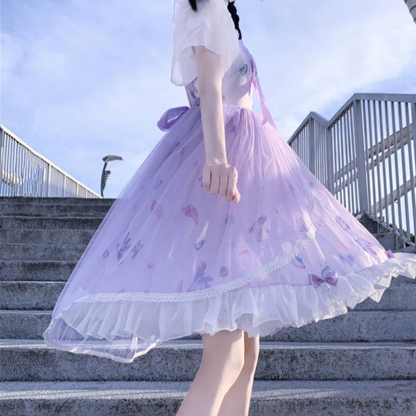 Sweet Purple Bow Lolita Dress / Shawl AD12524