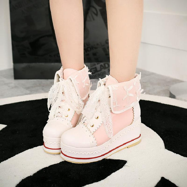 Lace Wedge Boots AD10890