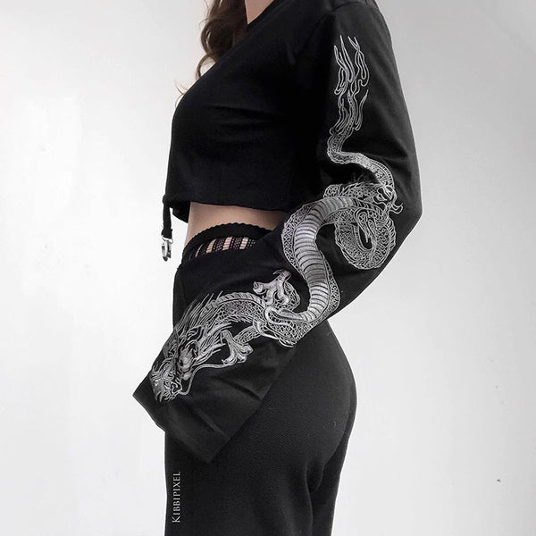 Dragon Embroidery Sleeve Sweatshirt AD11477