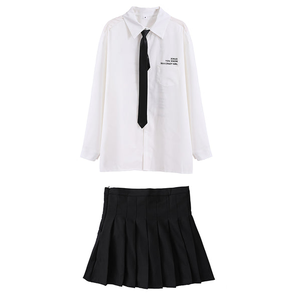 White Shirt + Pleated Skirt Two-Piece AD10800