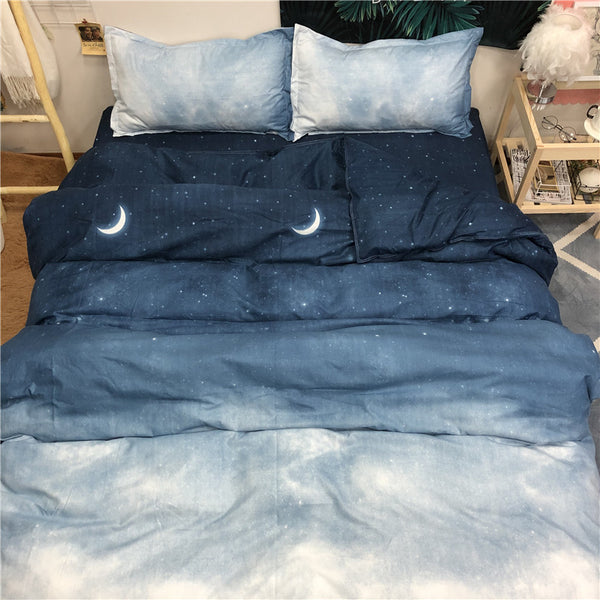 Gradient Blue Bed Sheet 4 Pieces AD11839