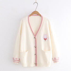 Pink/Navy/Beige Kawaii Bunny Knitting Coat AD12017