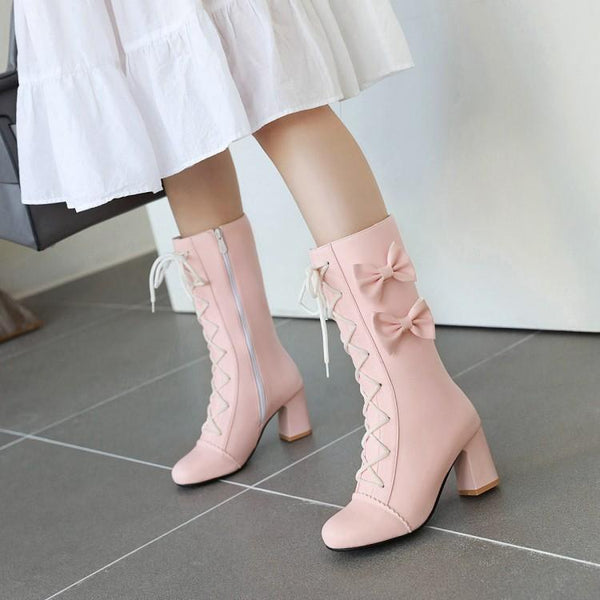 Lolita Bow Princess Heel Boots AD10485