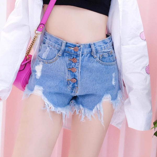 Pink / Blue Tall Waist Cowboy Shorts AD11409