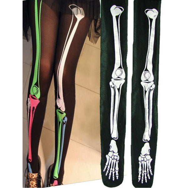 Harajuku Hallowmas Skeleton Bone Lolita Pantyhose AD10395