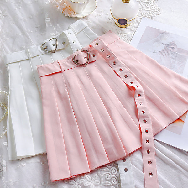 Pink / White Pleated Skirt AD11560