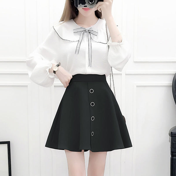 Chiffon Shirt Puff Skirt Suit AD11385
