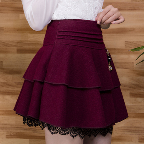 Sweet Black/Wine red Woolen Skirts AD10067