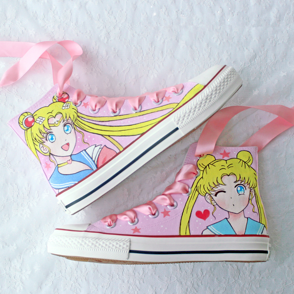 Pink Sailor Moon Hand-painted Shoes AD11035