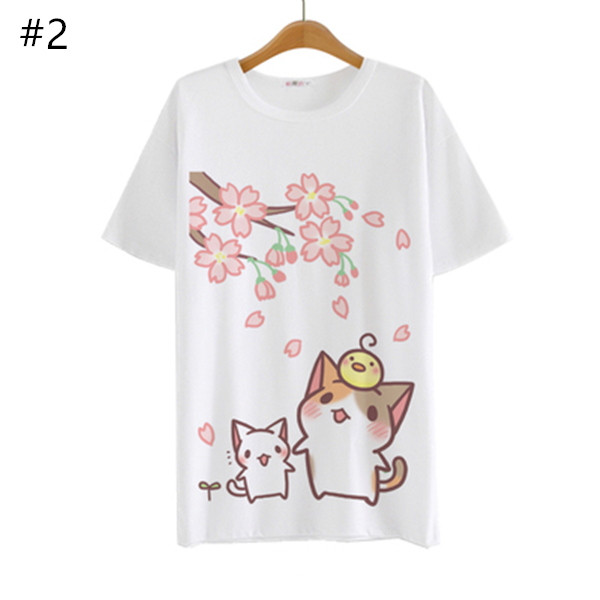 Cute Kawaii Cartoon Cat T-shirt AD10388