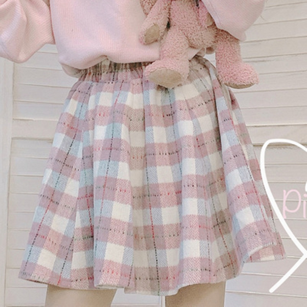Grid Woolen Skirt AD12570