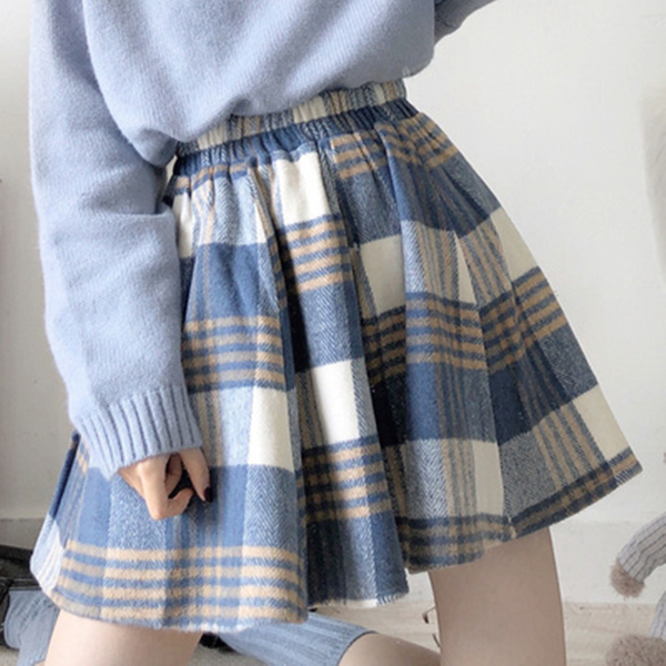 Grid Woolen Skirt AD12570