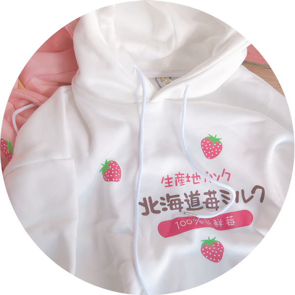 Pink/White Strawberry Hoodie Pullover AD10472