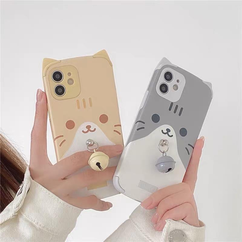 Yellow/Grey Bell Cute Cat iPhone Case AD210184