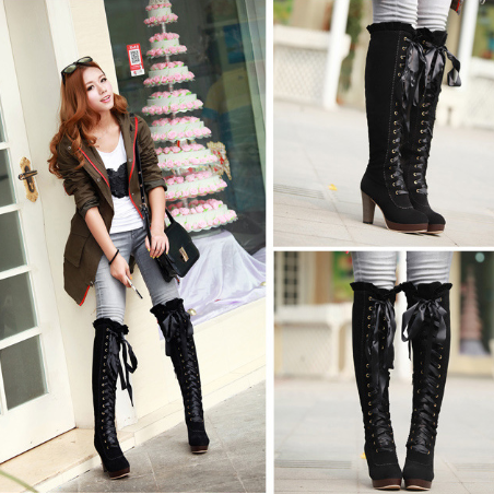 Korean Sweet Lace High Boots AD3220