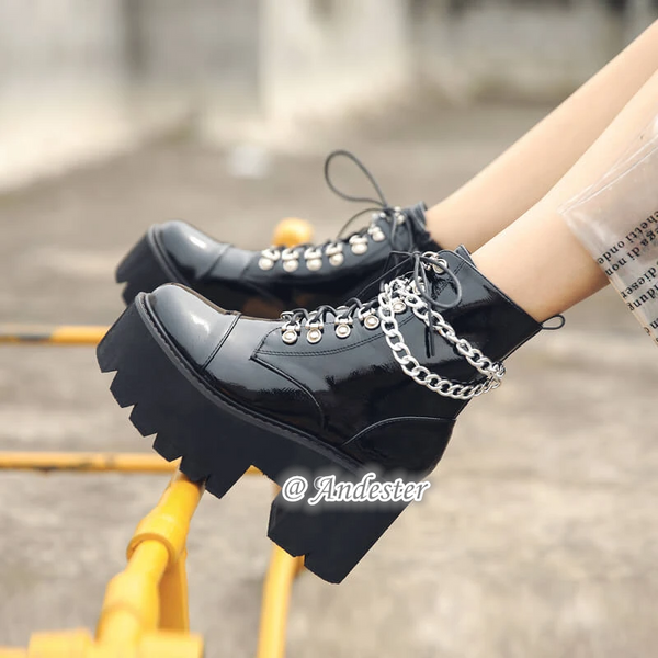 Gothic Punk Ankle Zipper Boots AD11650