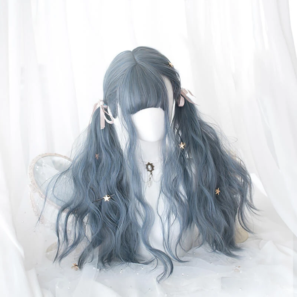 Blue Grey Harajuku Lolita Wavy Wig AD11606