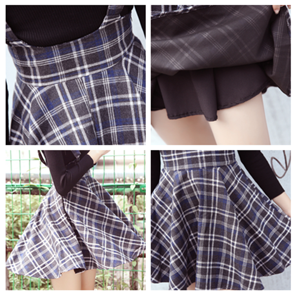 Condole Belt Tall Waist Grid Straps Skirt AD10161