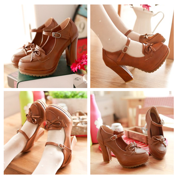 Brown Princess Bowknot Heels AD0212