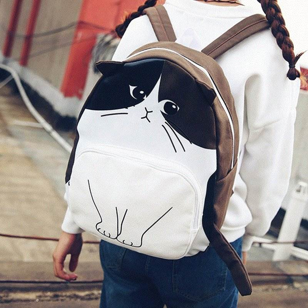 Cute Kawaii Cat Canvas Backpack AD0027