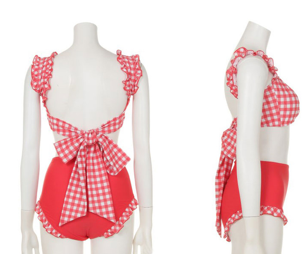 Cute Lattice Bow Swimsuit AD10072
