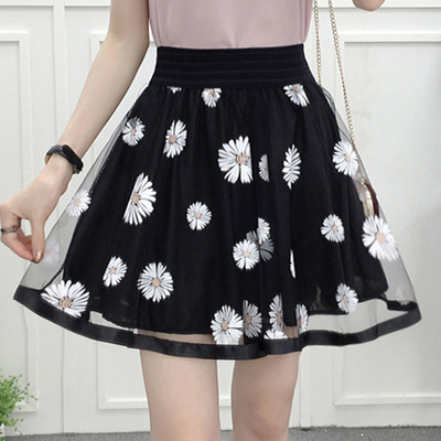 Flower Printing Net Yarn Skirts AD10022