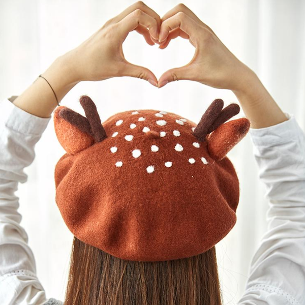 Cute Lovely Antlers Woollen Beret AD10287