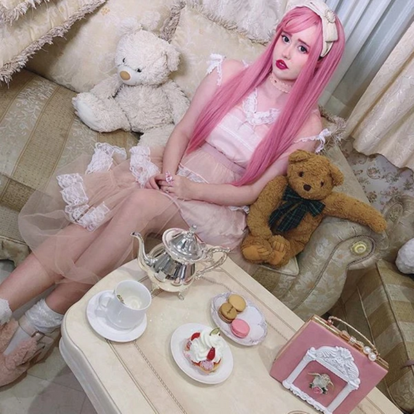 Lolita Pink Long Straight Wig AD11684