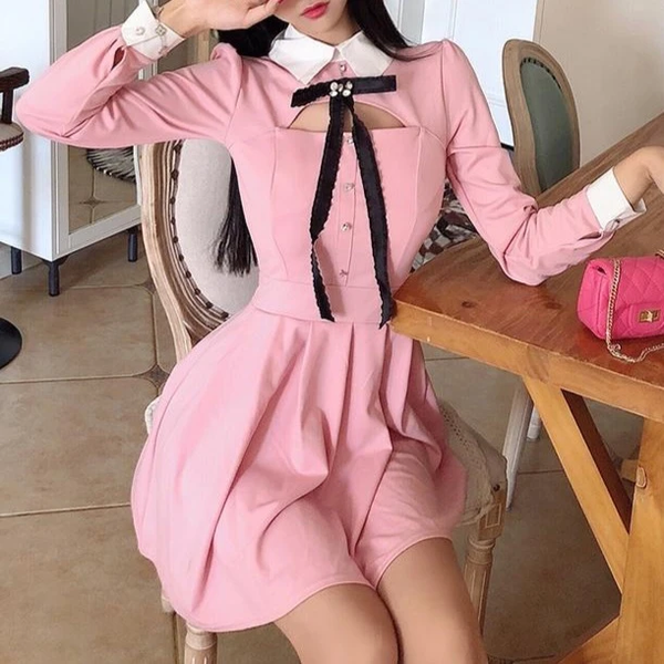 Black/Pink Chic Vintage Dress AD11329