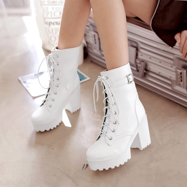 Black/White Cosplay JK Heels Martin Boots AD0088