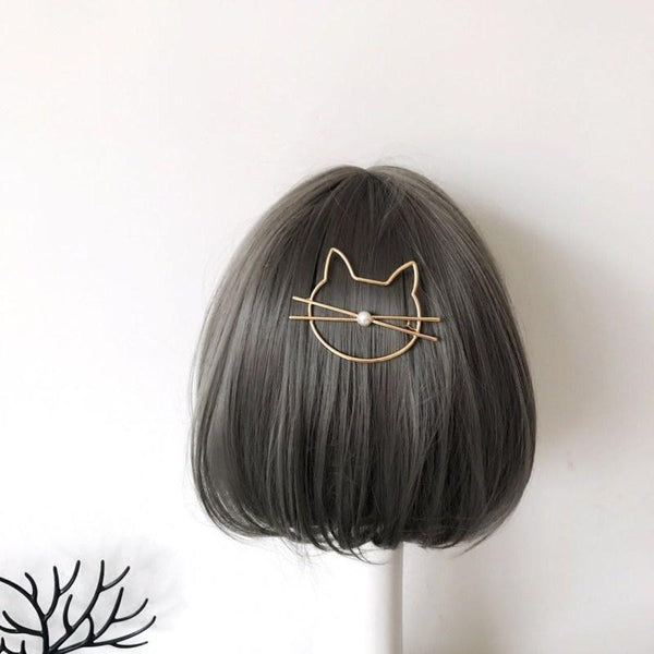 2PCS Kawaii Cat Kitty Hair Clip With Pearl AD10279