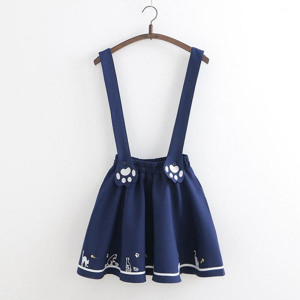 Navy/White Cat's Paw Straps Skirt AD0229