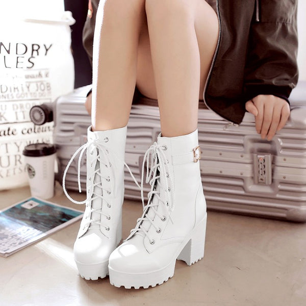 Black/White Cosplay JK Heels Martin Boots AD0088