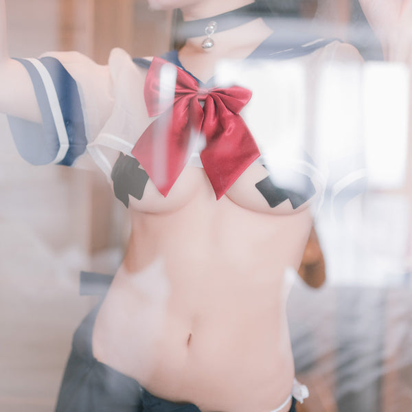 Sexy Transparent Sheer Navy Sailor Short School Uniform Lingerie AD10140