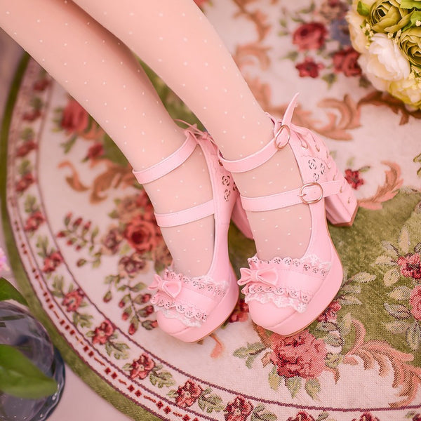 White/Pink/Apricot Elegant Lace High-heel Shoes AD11608