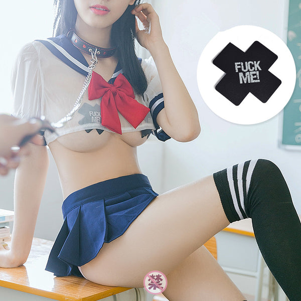 Sexy Transparent Sheer Navy Sailor Short School Uniform Lingerie AD10140