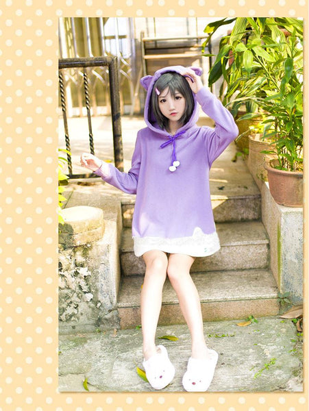 Neko Cat Ears Purple Hooded AD10168