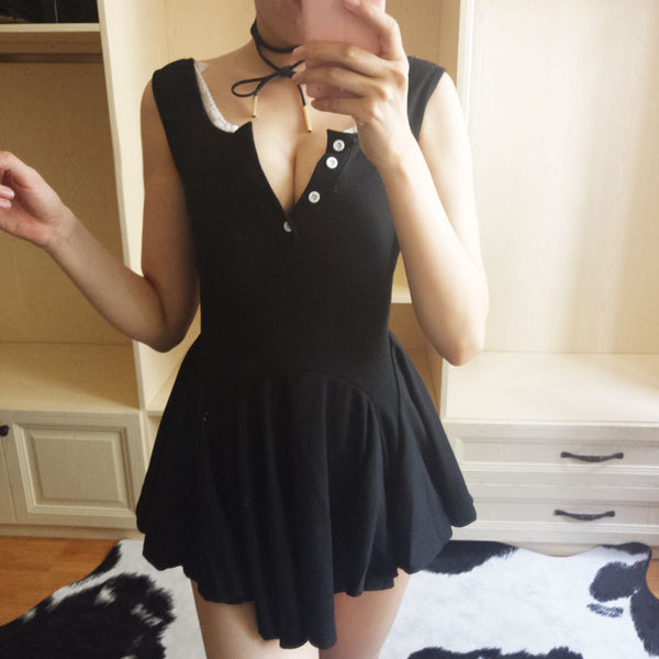 Grey/Black V-neck Dress AD10049