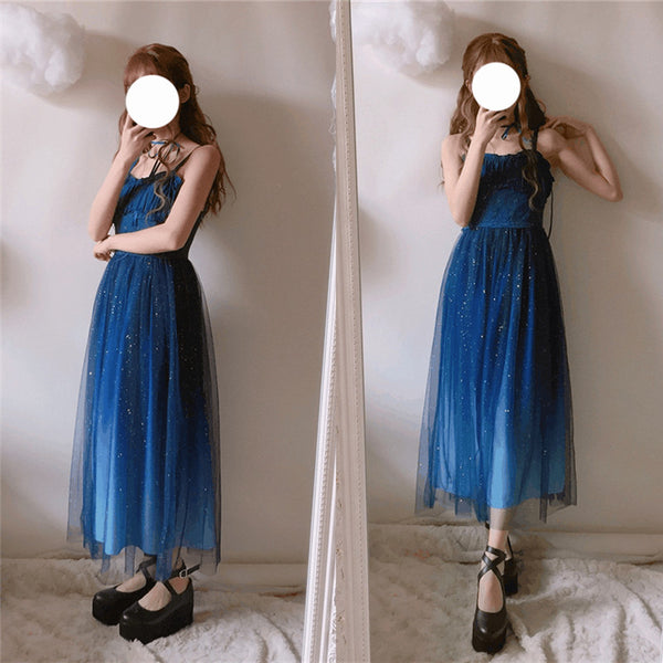 Blue Galaxy Gradient Dress AD0130