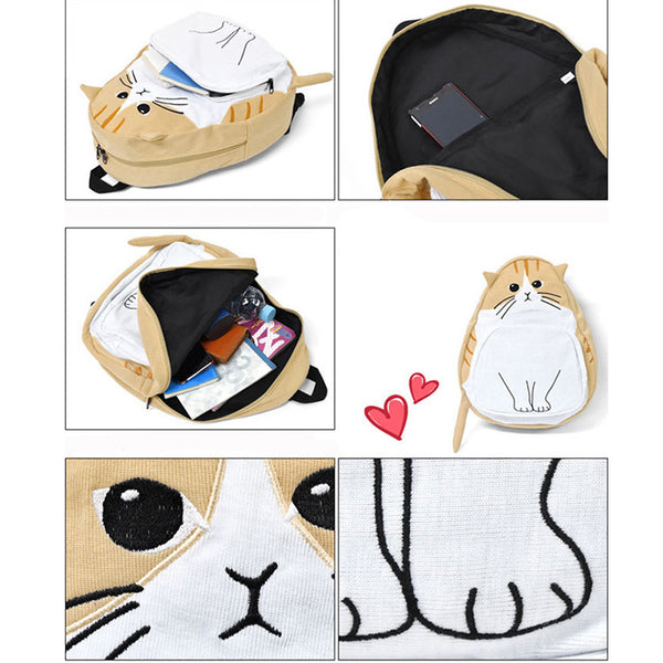 Cute Kawaii Cat Canvas Backpack AD0027