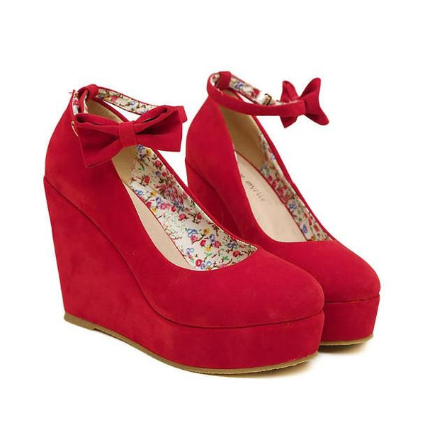 Red/Black Bow Single Heels Shoes AD10239