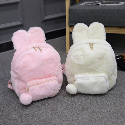 Pink/White Bunny Plush Backpack AD10341