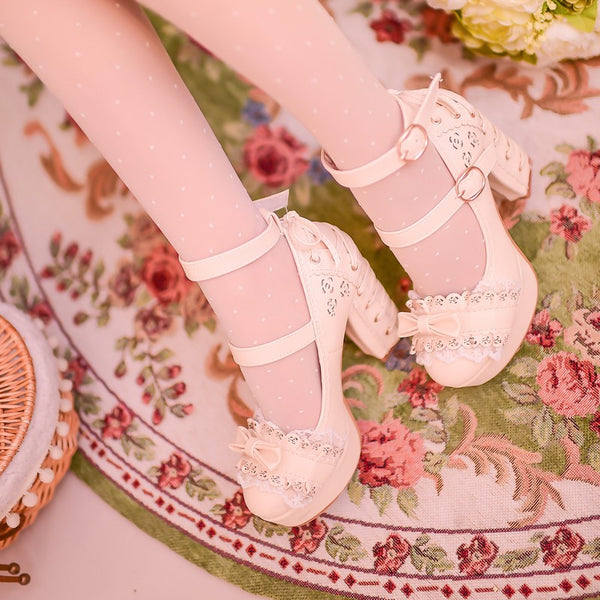 White/Pink/Apricot Elegant Lace High-heel Shoes AD11608