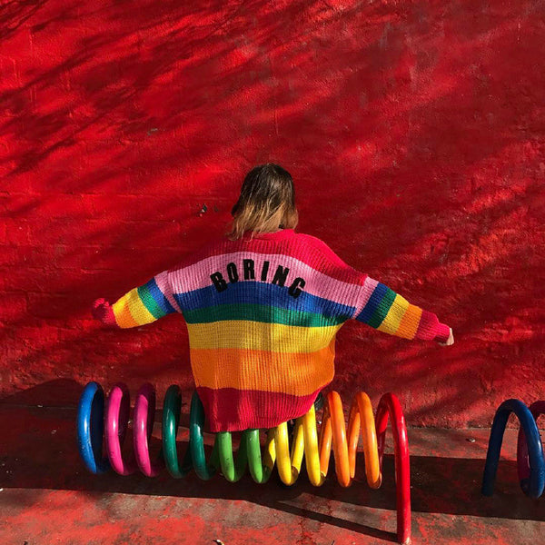 Rainbow Stripe Embroidered Sweater AD10139