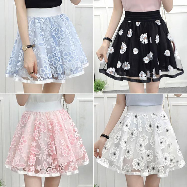 Flower Printing Net Yarn Skirts AD10022