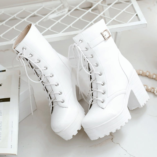 Black/White Cosplay JK Heels Martin Boots AD0088